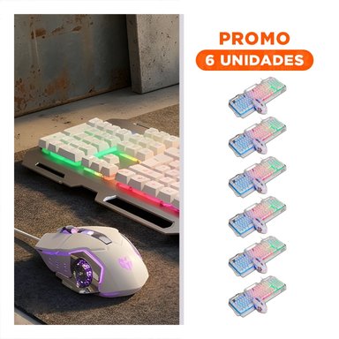 PACK2 CONTROL INALAMBRICO GAMER CON MOUSE LUZ LED RGB PARA PC COLOR BLANCO - 1