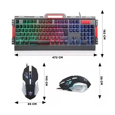 EQUIPO COMPACTO GAMER CON TECLADO Y MOUSE LUZ LED RGB NEGRO Y+LIGAS REGALO - 1