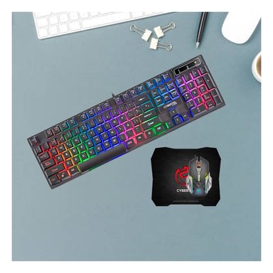 PACK2 SET GAMING CON TECLADO MOUSE COLOR NEGRO Y MOUSE PAD PARA COMPUTADORA Y+PAPEL REGALO - 2
