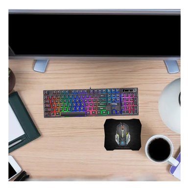PACK2 SET GAMING CON TECLADO MOUSE COLOR NEGRO Y MOUSE PAD PARA COMPUTADORA Y+PAPEL REGALO - 5