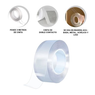 PACK2 PEGAMENTO RESISTENTE DOBLE CONTACTO DE 3 METROS MULTIFUNCIONAL Y+PAPEL REGALO - 5