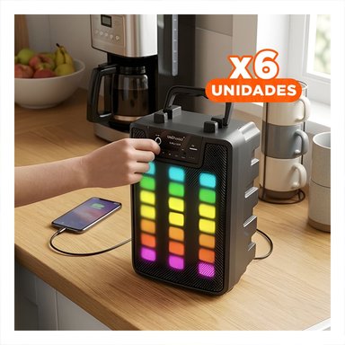PACK6 PARLANTE PORTATIL CON MICROFONO 4 PULGADAS PARA KARAOKE MUSICA EN CASA NEGRO - 1