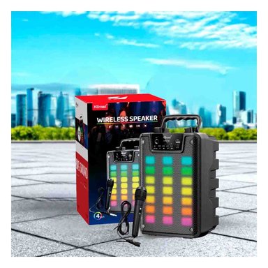 PACK6 PARLANTE PORTATIL CON MICROFONO 4 PULGADAS PARA KARAOKE MUSICA EN CASA NEGRO - 2