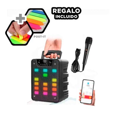 PACK6 PARLANTE PORTATIL CON MICROFONO 4 PULGADAS PARA KARAOKE MUSICA EN CASA NEGRO - 5