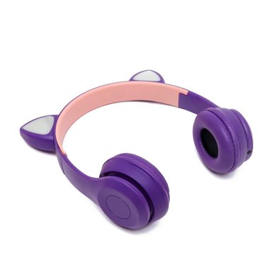 PACK12 AUDIFONOS TIPO GATO CON LUCES MORADO PARA COMPUTADORA Y ESTUDIO - 5