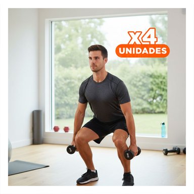 PACK4 DUMBBELL ERGONOMICO NEGRO 4 KG PARA FITNESS - 1