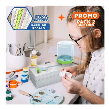 PACK2 ACCESORIO ESCOLAR BLANCO PARA LAVAR PINCEL Y+PAPEL REGALO - 1