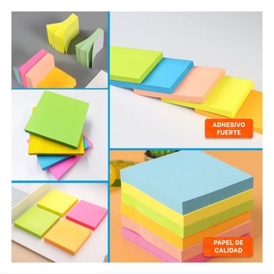 PACK12 ELEMENTOS CUADRADOS ADHESIVOS 7,6CM 4 PZS MULTICOLOR Y+PAPEL REGALO - 2