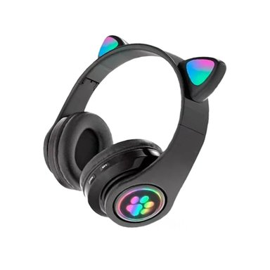 PACK6 AUDIFONOS TIPO GATO CON LUCES COLOR NEGRO PARA COMPUTADORA Y OFICINA - 2