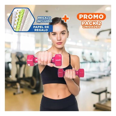 PACK2 MANCUERNA ERGONOMICA ROSADO 2 KG PARA ENTRENAMIENTO Y+PAPEL REGALO - 1