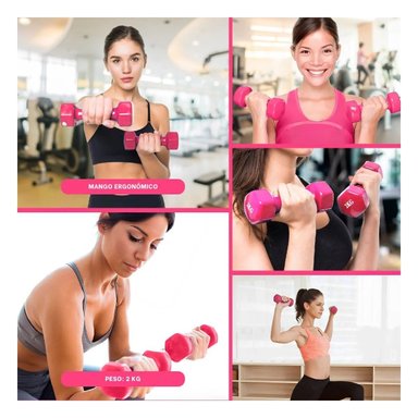 PACK2 MANCUERNA ERGONOMICA ROSADO 2 KG PARA ENTRENAMIENTO Y+PAPEL REGALO - 3