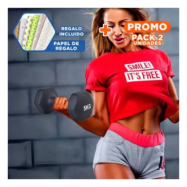 PACK2 MANCUERNA ERGONOMICA NEGRO 5 KG PARA ENTRENAMIENTO Y+PAPEL REGALO - 1