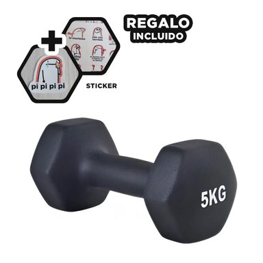 DUMBBELL COMPACTO NEGRO 5 KG PARA FITNESS Y+REGALO STICKER - 1