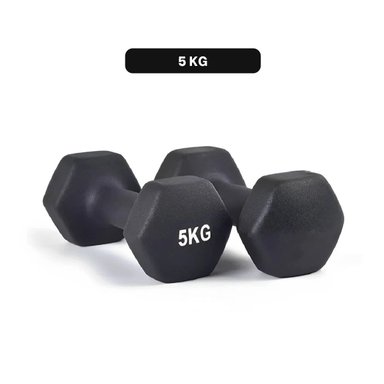 DUMBBELL COMPACTO NEGRO 5 KG PARA FITNESS Y+REGALO STICKER - 4