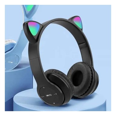 PACK12 AURICULARES TIPO GATO CON LUCES COLOR NEGRO PARA JUEGOS Y TRABAJO DIARIO Y+PAPEL REGALO - 4