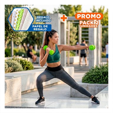 PACK2 MANCUERNA ERGONOMICA VERDE 1 KG PARA ENTRENAMIENTO Y+PAPEL REGALO - 1