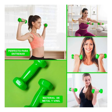PACK2 MANCUERNA ERGONOMICA VERDE 1 KG PARA ENTRENAMIENTO Y+PAPEL REGALO - 3
