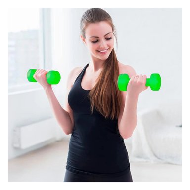 PACK2 MANCUERNA ERGONOMICA VERDE 1 KG PARA ENTRENAMIENTO Y+PAPEL REGALO - 5
