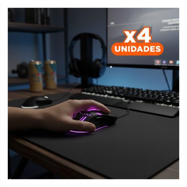 PACK4 RATON GAMER PARA LAPTOP Y PC NEGRO DESLIZAMIENTO LIGERO - 1