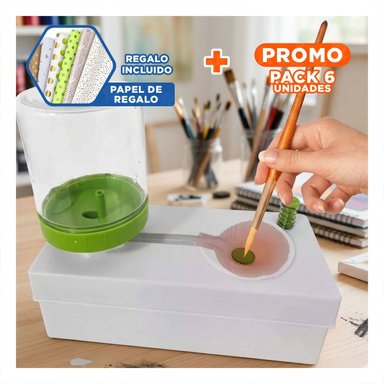 PACK6 ELEMENTO ESCOLAR BLANCO PARA LAVAR PINCEL Y+PAPEL REGALO - 1