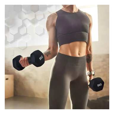 PACK6 DUMBBELL RESISTENTE NEGRO 5 KG PARA ENTRENAMIENTO - 5