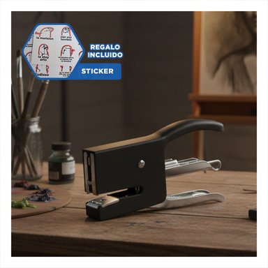 ESTILO MINI TIPO ALICATE NEGRO PARA 15 HOJAS ESCRITORIO Y+REGALO STICKER - 1