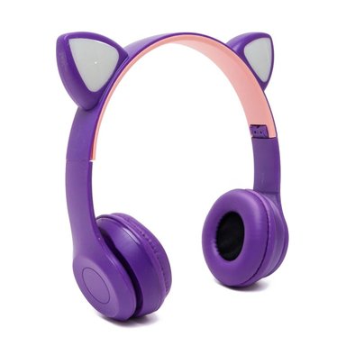 PACK4 HEADSET TIPO GATO CON LUCES MORADO PARA ESTUDIO Y COMPUTADORA Y+REGALO STICKER - 3
