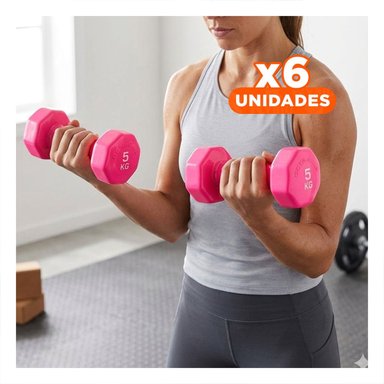 PACK6 PESA FUNCIONAL ROSADO 5 KG PARA EJERCICIO Y+REGALO STICKER - 1