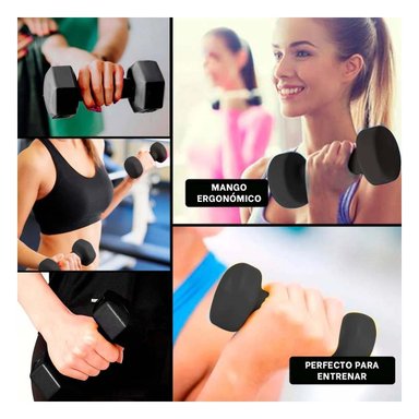 PACK6 MANCUERNA FUNCIONAL NEGRO 4 KG PARA FITNESS Y+PAPEL REGALO - 3