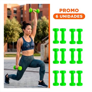 PACK6 DUMBBELL RESISTENTE VERDE 1 KG PARA ENTRENAMIENTO - 1