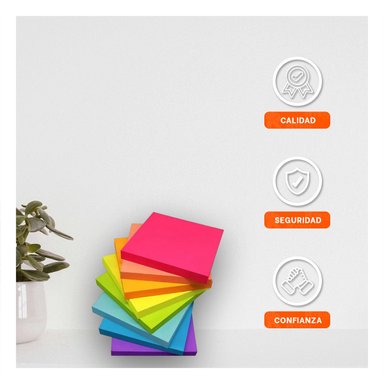 BLOC CUADRADO ADHESIVO 3,8CM 4 PZS MULTICOLOR OFICINA Y+PAPEL REGALO - 5