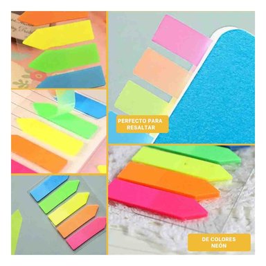 PACK12 NOTAS DE COLORES POST IT 5 PIEZAS TRANSPARENTE FLECHA Y+PAPEL REGALO - 2