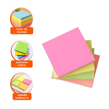 COLECCION CUADRADA ADHESIVA 7,6CM 4 PZS MULTICOLOR - 3