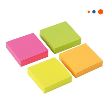 NOTAS CUADRADAS ADHESIVAS 3,8CM 4 PZS MULTICOLOR Y+REGALO STICKER - 3