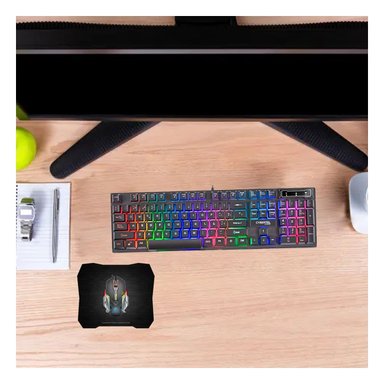 PACK6 KIT GAMING PARA PC CON TECLADO MOUSE COLOR NEGRO Y MOUSE PAD - 3