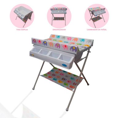 BAÑERA CAMBIADOR ELEPHANTS CELESTE PLEGABLE