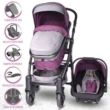 COCHE TRAVEL SYSTEM TAINY DELUXE ROSADO EBABY PINK