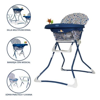 SILLA COMER EBABY BADALA AZUL PARA BEBÉ PLEGABLE BLUE