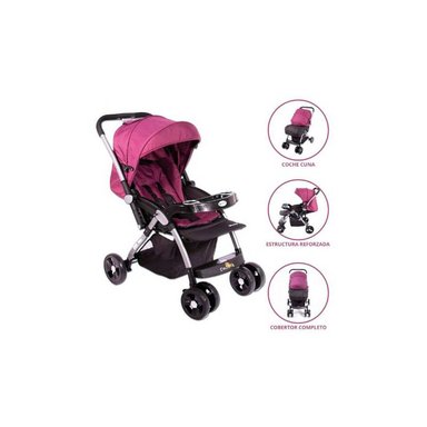 COCHE CUNA EBABY KUPER ROSADO DE PASEO