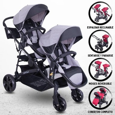 COCHE CUNA EBABY DUO PRANT GRIS MELLICERO