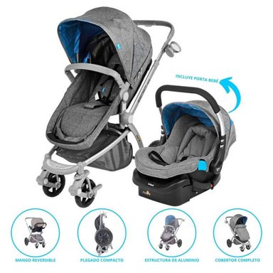 COCHE CUNA INFANTI EPIC 3G GRIS 4 EN 1 CON SILLA PARA AUTO