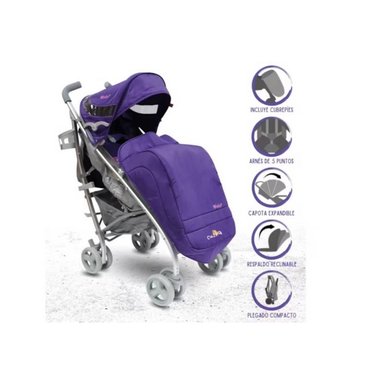 COCHE BASTÓN EBABY VAYO MORADO PARA BEBÉ DEPORTIVO PURPLE