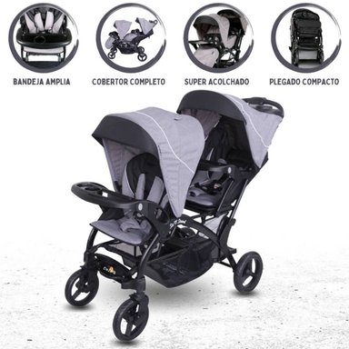 COCHE CUNA EBABY DUO LANDER GRIS MELLICERO