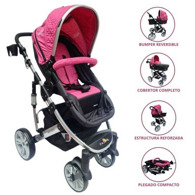 COCHE MOISÉS DEPORTIVO BABY KITS SPRING ROSADO PARA BEBÉ