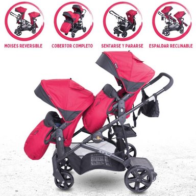 COCHE CUNA EBABY DUO PRANT ROJO MELLICERO RED