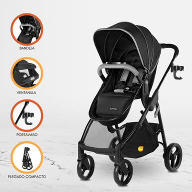 COCHE MOISÉS SUMMER MYRIA LX NEGRO JOGGER MOISÉS PARA BEBÉS MYRIA BLACK ONIX