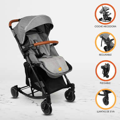 COCHE CUNA MECEDORA INFANTI ROCKING GRIS PARA BEBÉS GRAY