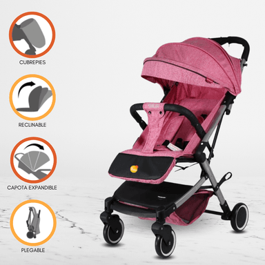 COCHE CUNA POWER KIDS ARIA ROSADO ALUMINIO PARA BEBÉS PINK