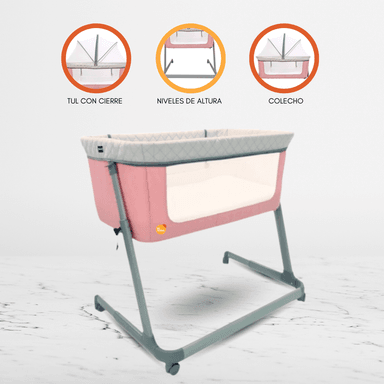 CUNA EBABY MARION ALGODÓN ROSADO COLECHO PARA BEBÉ «» PINK