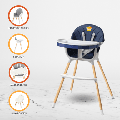 SILLA COMER BABY KITS LUNCH AZUL 2 EN 1 PARA BEBÉ
